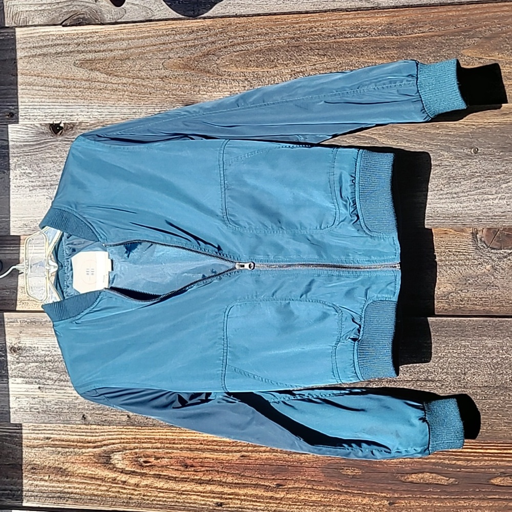 Hei Hei Anthropologie Blue Bomber Jacket XS Zip Lightweight Excellent Condition - Picture 5 of 5